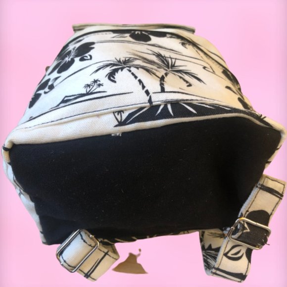 Canvas Floral Sling Shoulder Bag OR Backpack Compact Small - Picture 7 of 10